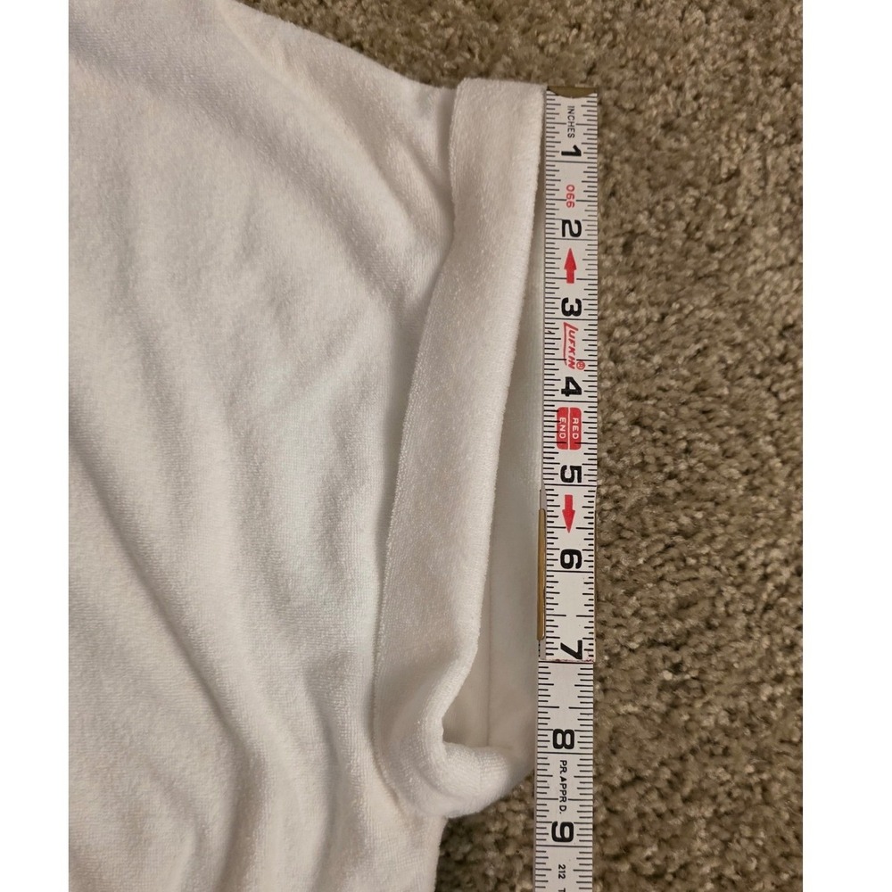 Elan Women White Terry Cloth Short Sleeve Elastic Hem Crop Top XL New - Picture 7 of 7